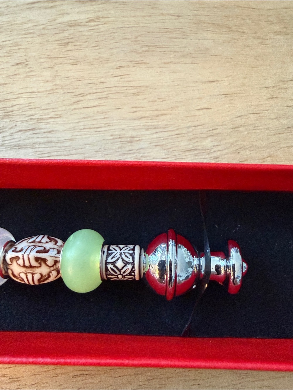 Beaded Handle Bottle Opener in Silver, Red, Green, Cream - Picture 2 of 5